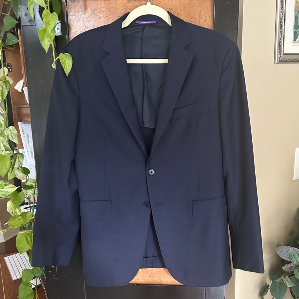 Ralph Lauren Purple Label 38S Unlined Sports Jacket 100% Wool Textured Navy